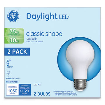 GE Led Classic Daylight A21 Light Bulb, 10 W, 2-pack freeshipping - TVN Wholesale